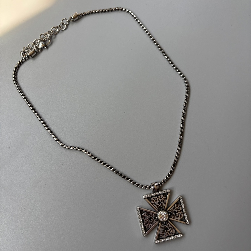 Brighton Silver Maltese Cross Necklace Faith Religious Cross Pendant 18” Chain